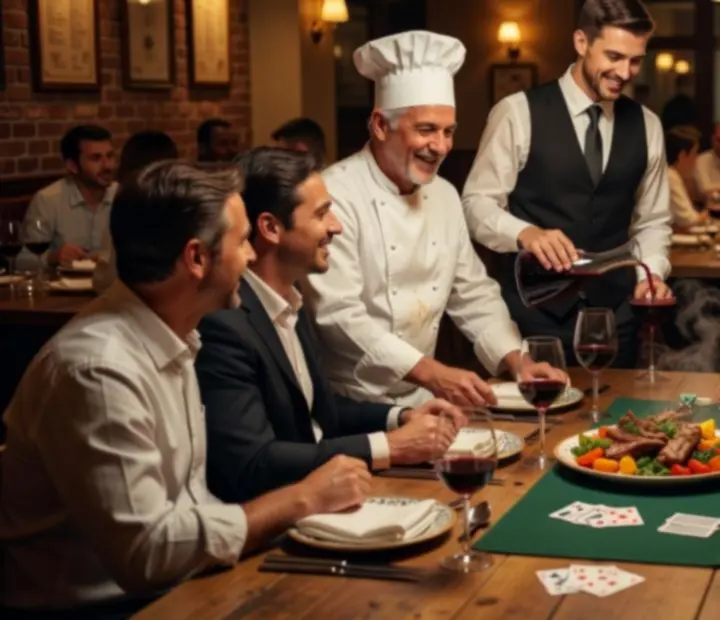 Zespół Wonderstar s. r. o. podczas wieczornego serwisu w restauracji i przestrzeni z poker table